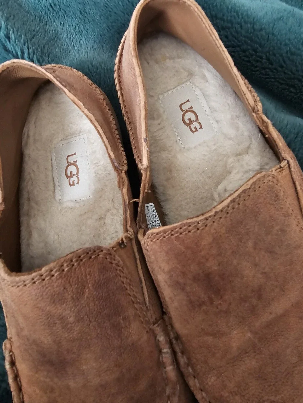 Ugg Men's Alder Suede Shearling Slip On Slippers Driving Loafers Worn 1x Euc